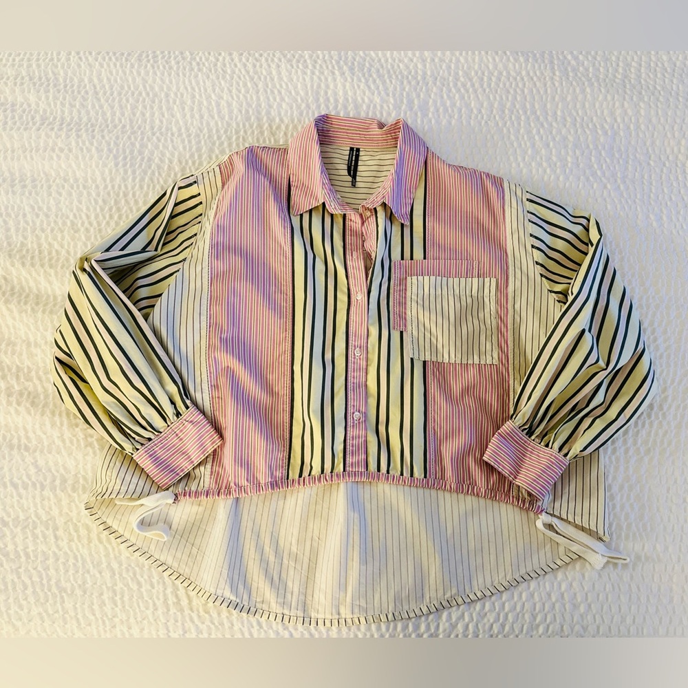 Anthropologie Pink and Cream Striped Button Down Shirt - Picture 16 of 16